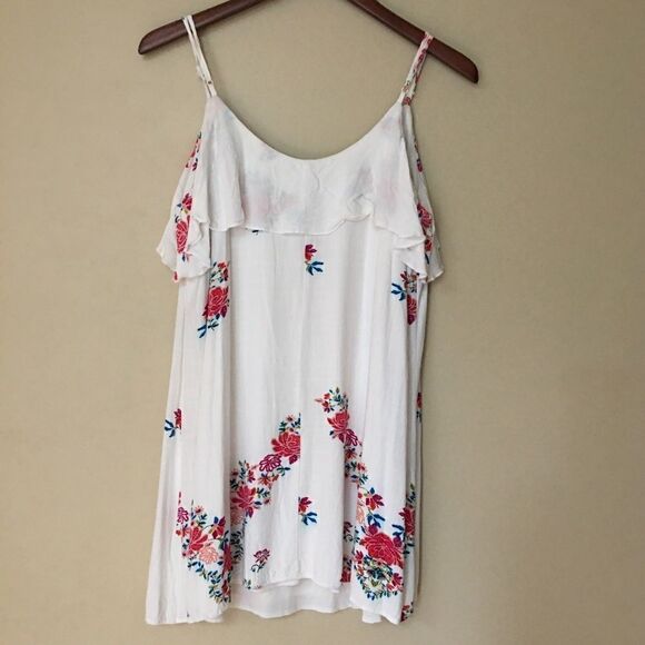White & floral boho ruffle summer dress | M - Picture 4 of 7
